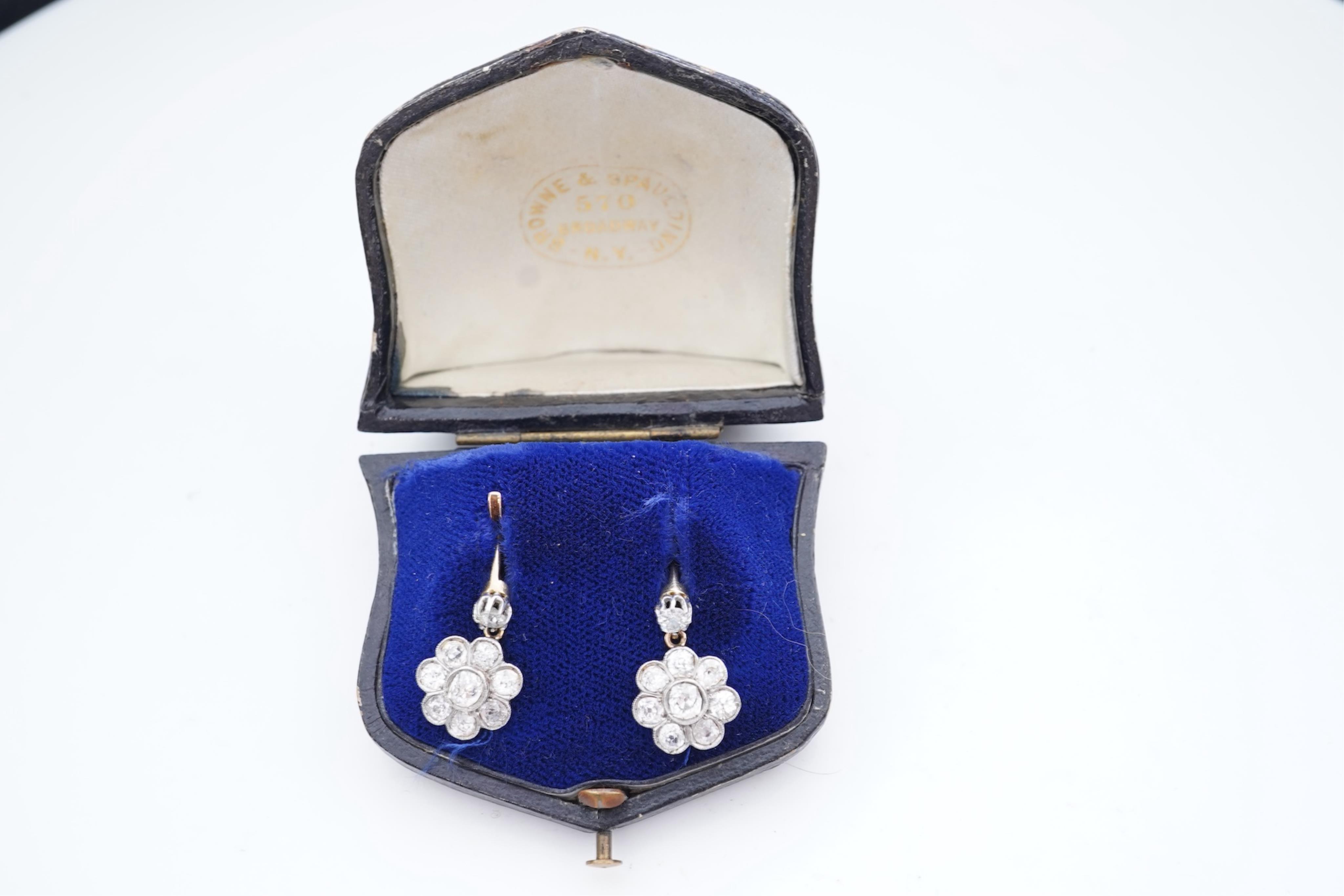 A pair of Edwardian diamond earrings, early 20th century